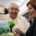Pope thanks journalists on return flight from Corsica for their work