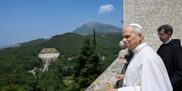 Pope Leo prays for peace at Montecassino Abbey