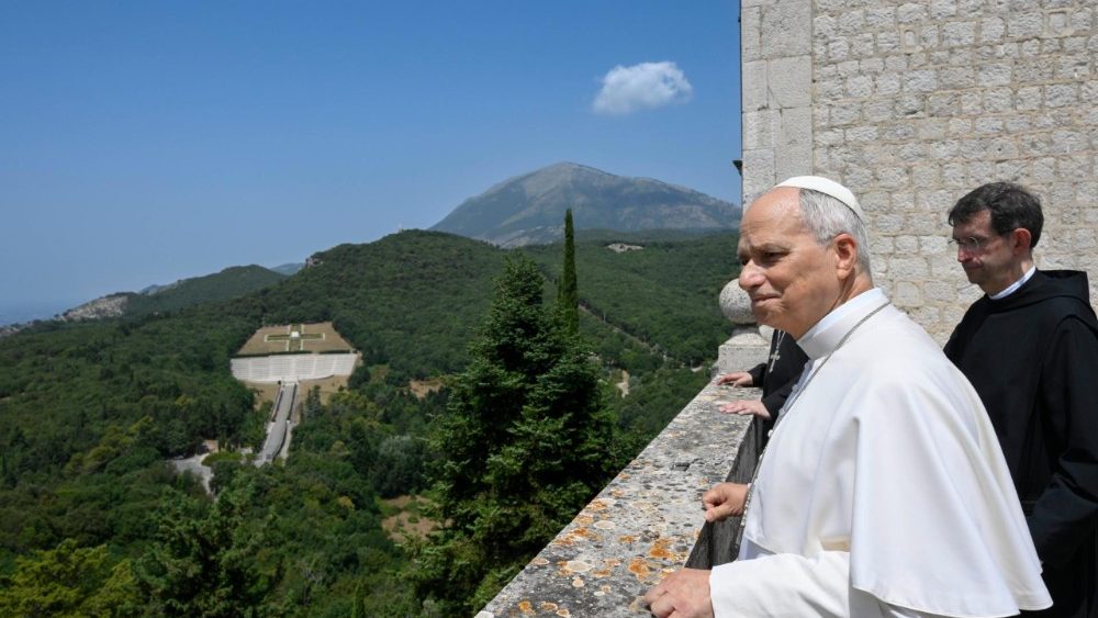 Pope Leo prays for peace at Montecassino Abbey